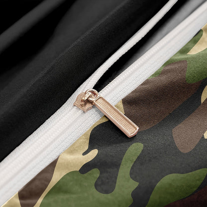 Camouflage Duvet Cover Set Green Brown Polyester Cotton King Size 4