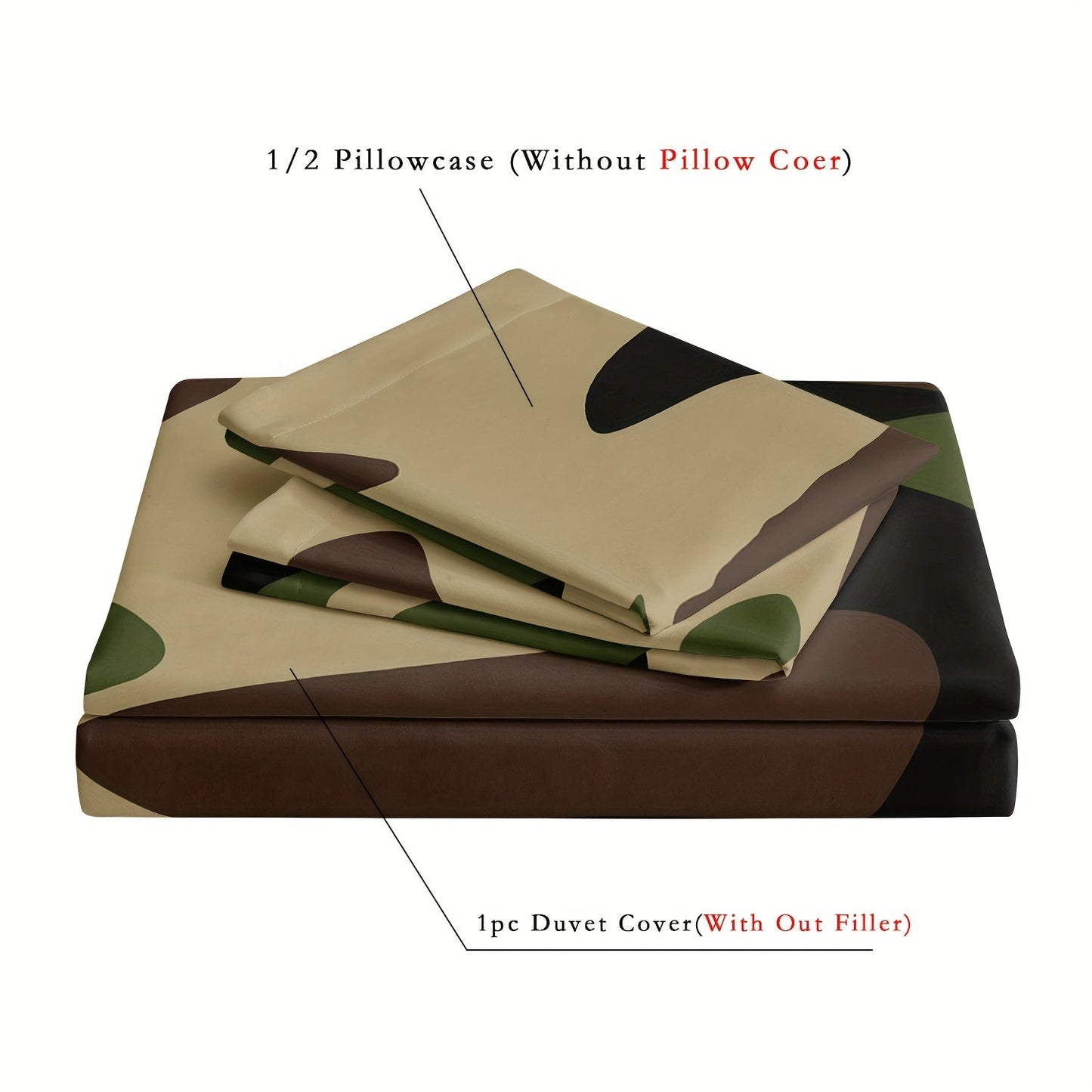 Camouflage Duvet Cover Set Green Brown Polyester Cotton King Size 5