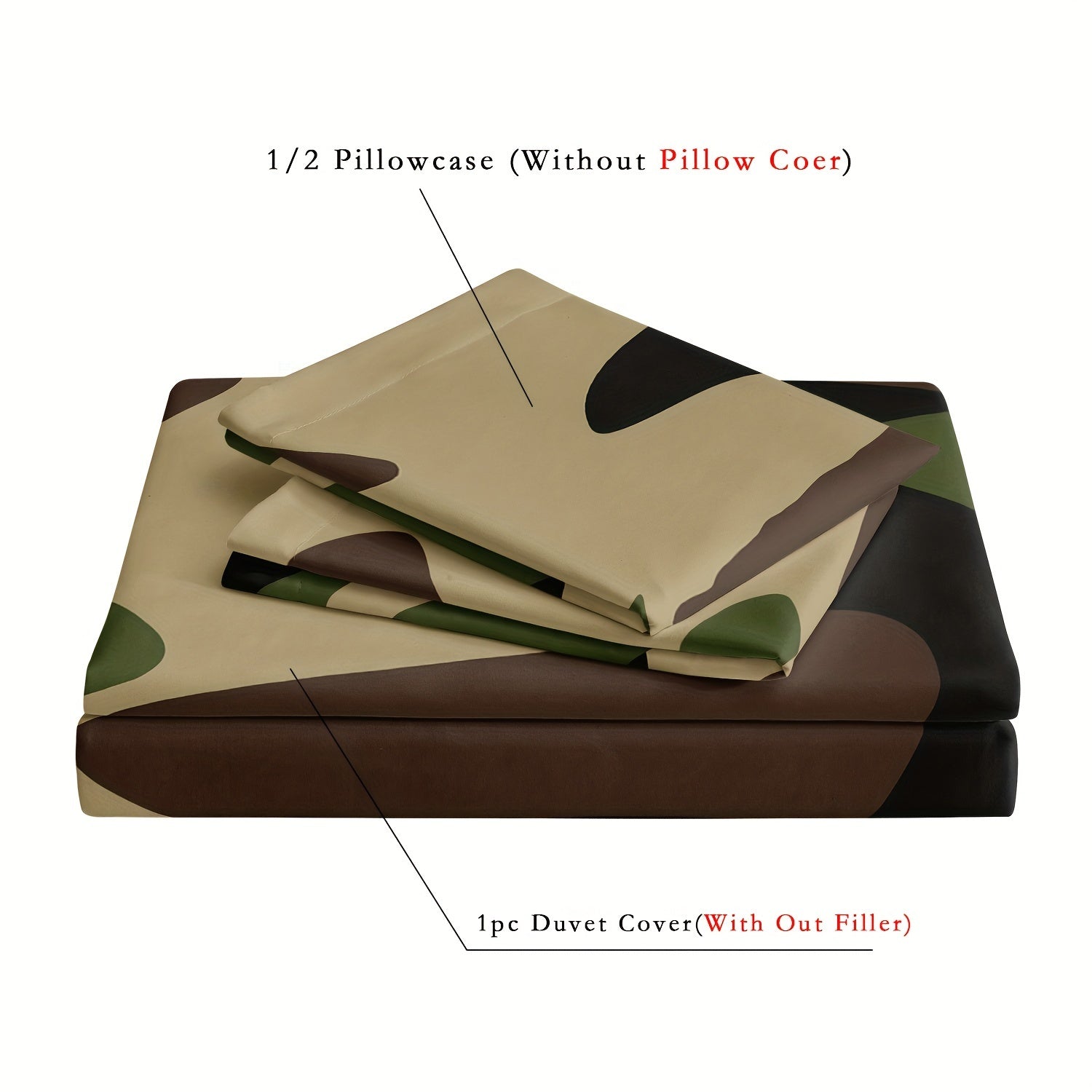 Camouflage Duvet Cover Set Green Brown Polyester Cotton King Size 5