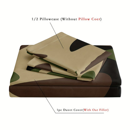 Camouflage Duvet Cover Set Green Brown Polyester Cotton King Size 5