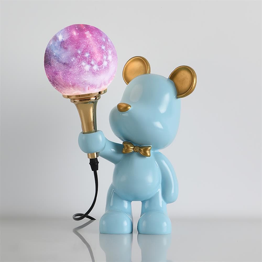 Creative Bear Planet Table Lamp – Colorful 3D Design for Kids' Rooms – LED Compatible 12