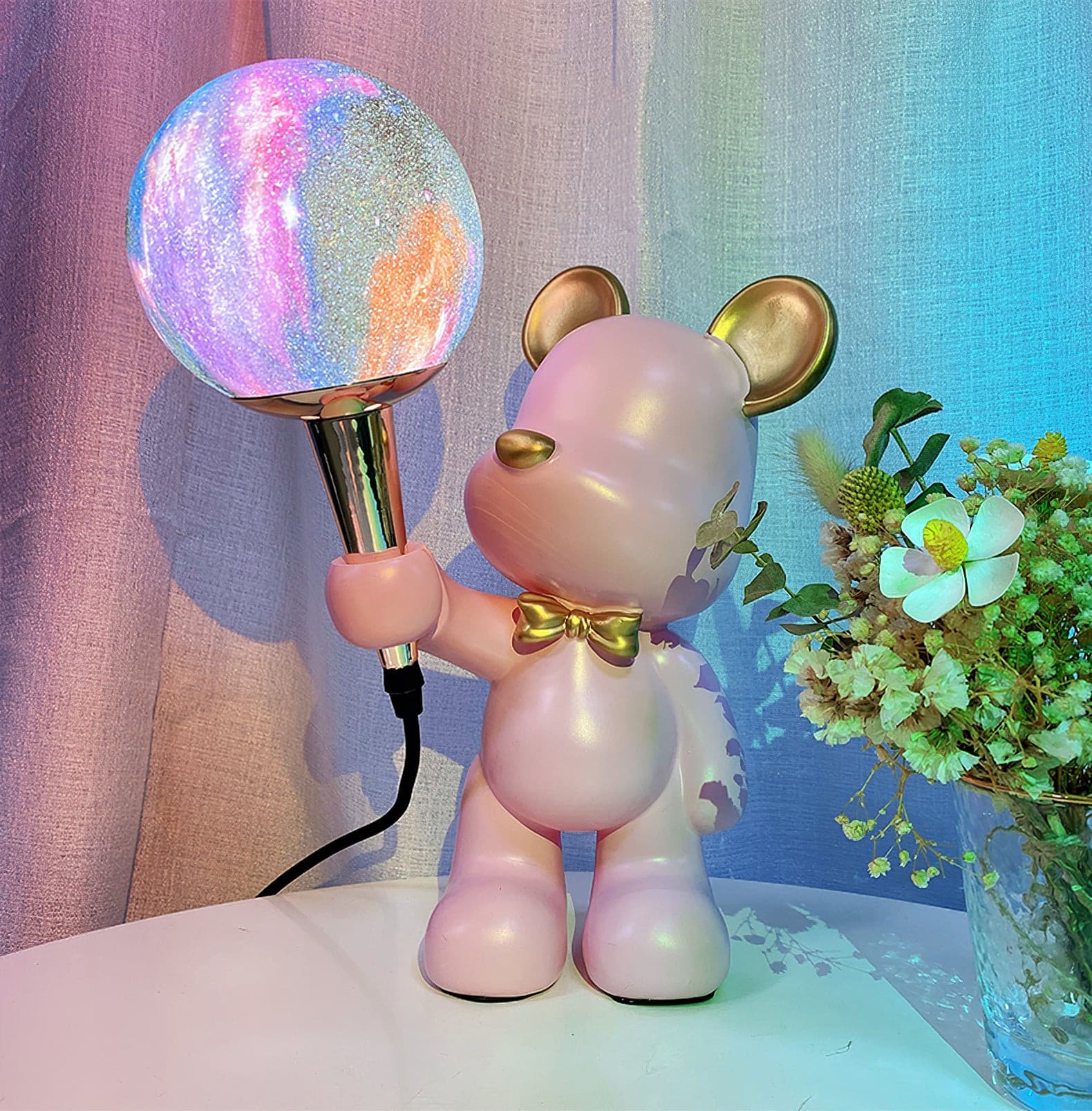 Creative Bear Planet Table Lamp – Colorful 3D Design for Kids' Rooms – LED Compatible 3