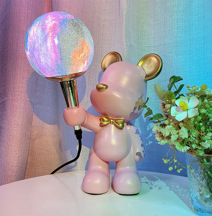 Creative Bear Planet Table Lamp – Colorful 3D Design for Kids' Rooms – LED Compatible 3