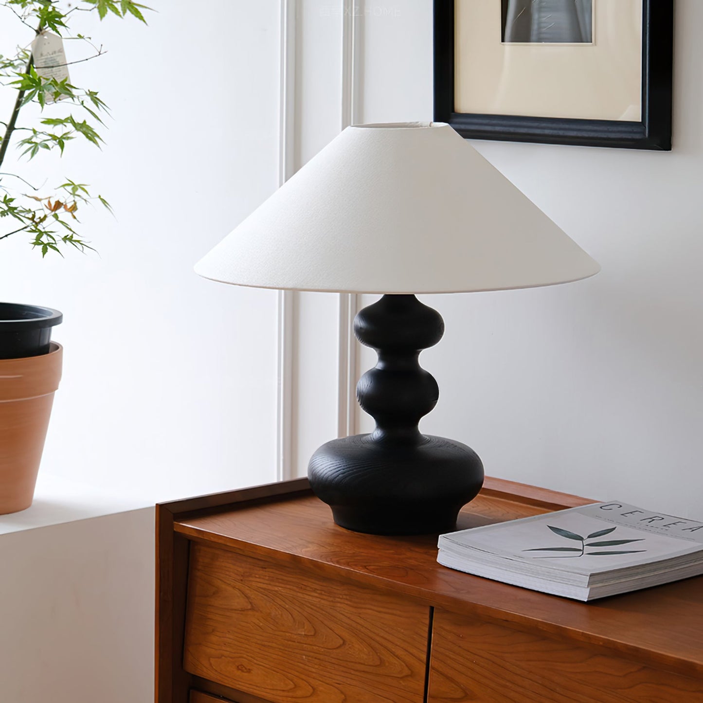 Modern Table Lamp with Wood Base and Fabric Shade – 45cm Height 3