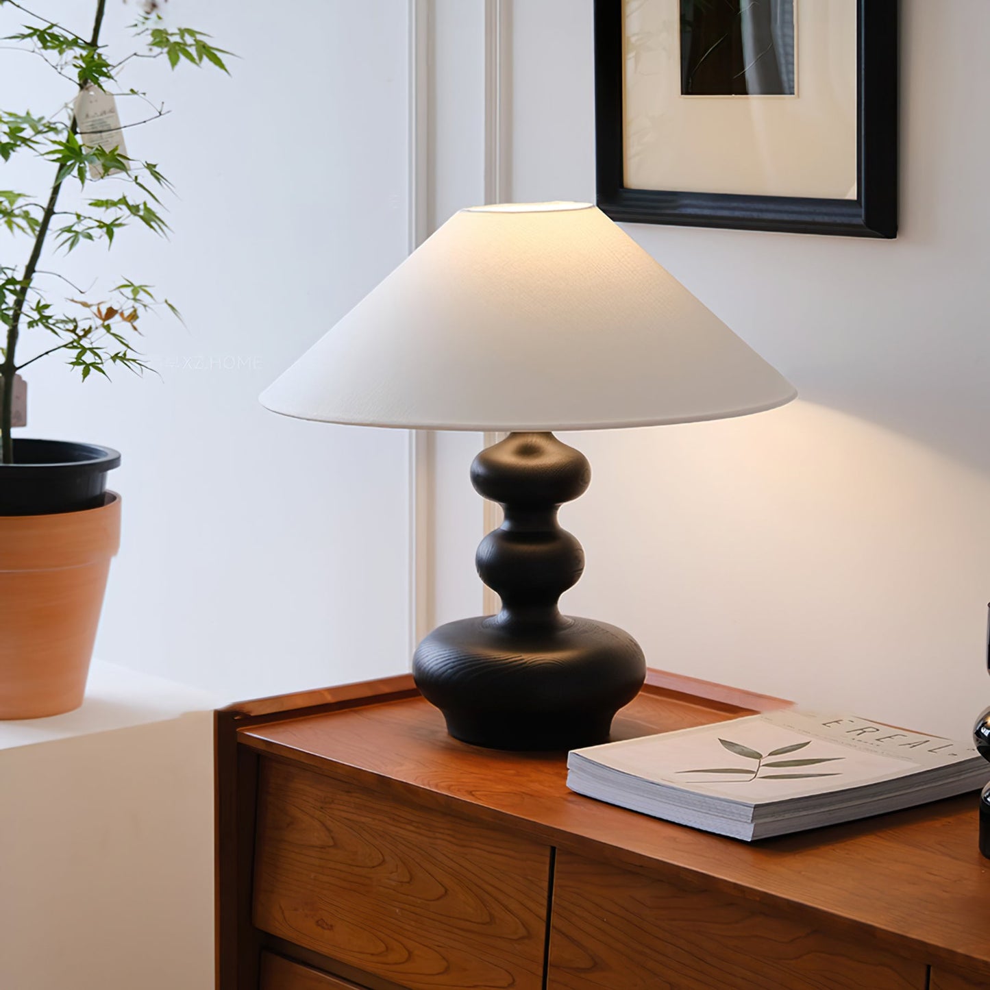 Modern Table Lamp with Wood Base and Fabric Shade – 45cm Height 5