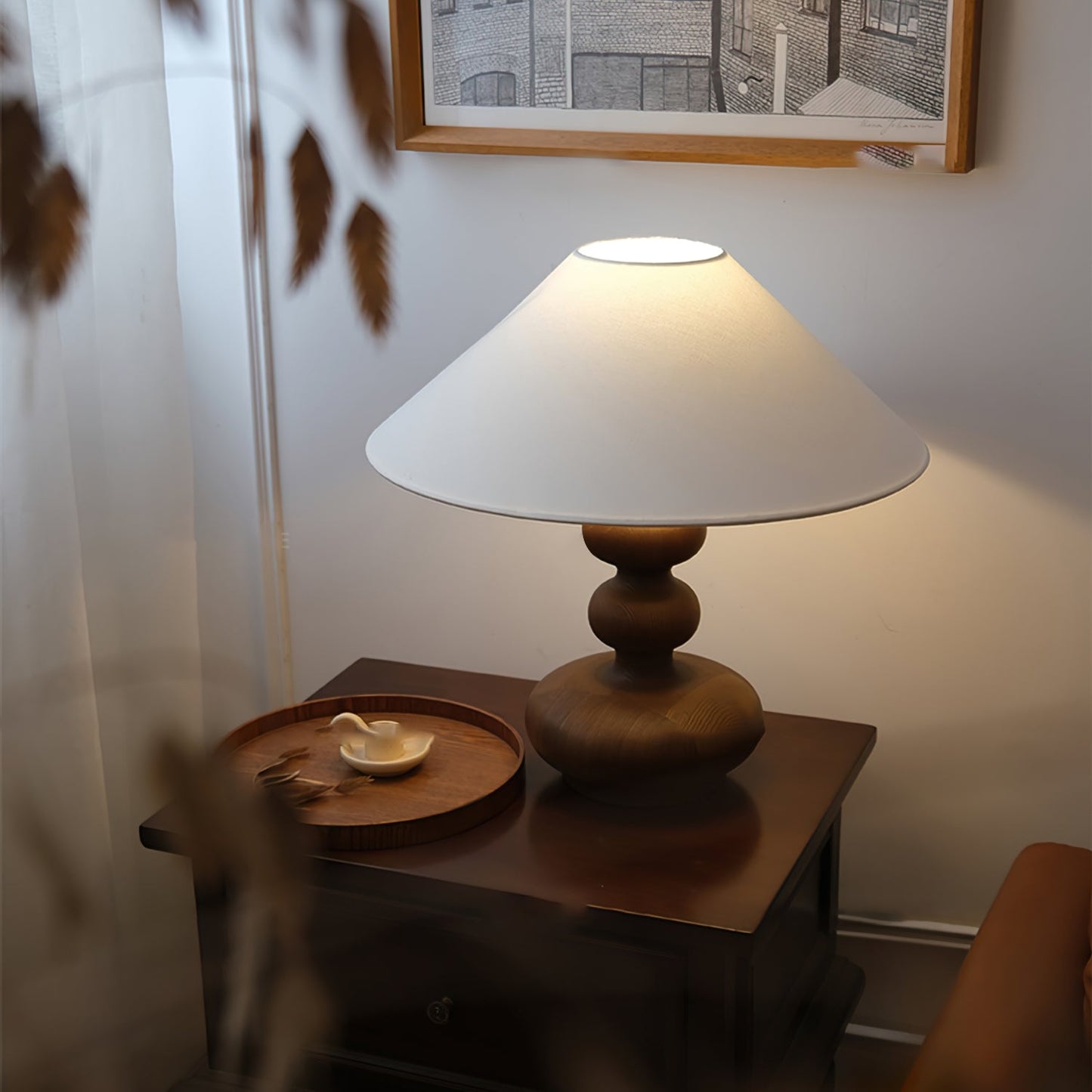 Modern Table Lamp with Wood Base and Fabric Shade – 45cm Height 7