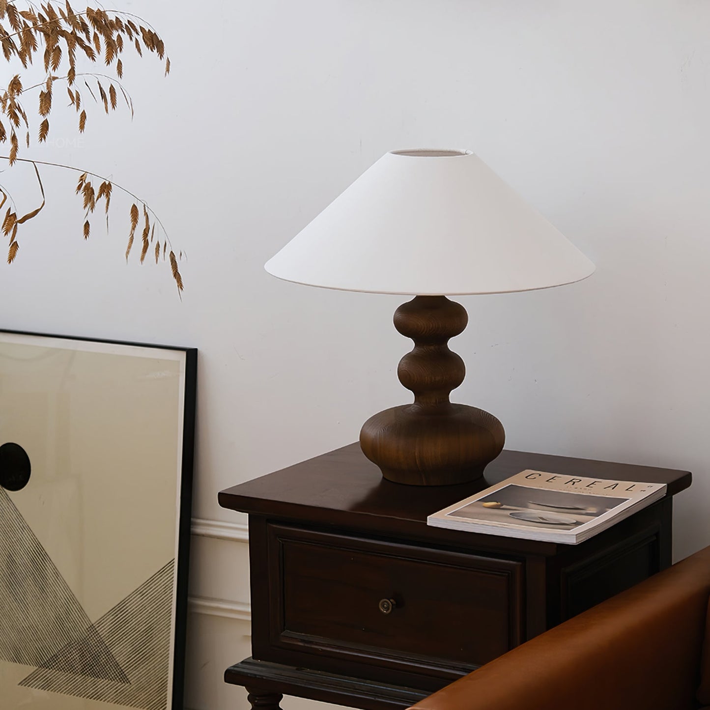 Modern Table Lamp with Wood Base and Fabric Shade – 45cm Height 8