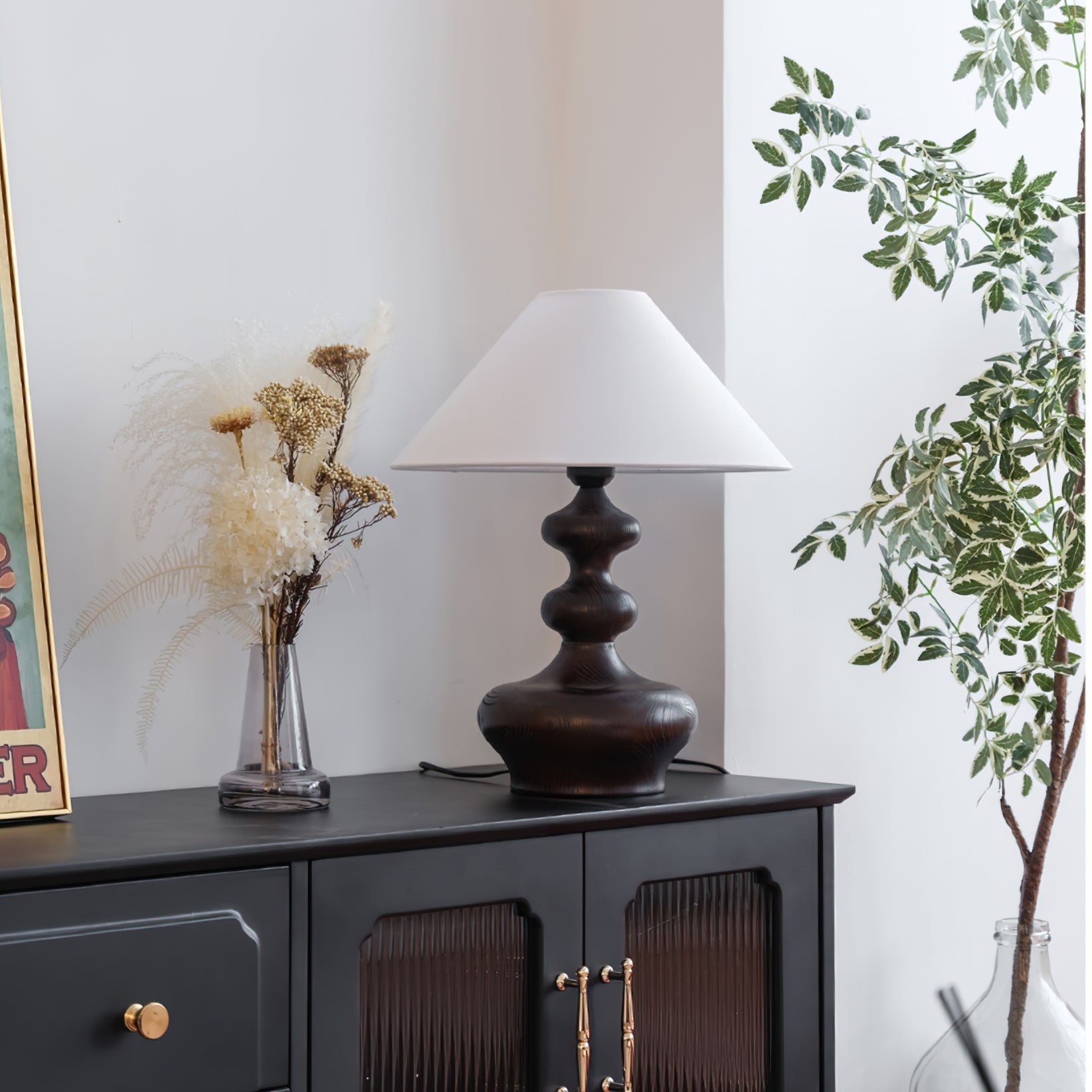 Modern Table Lamp with Wood Base and Fabric Shade – 45cm Height 9