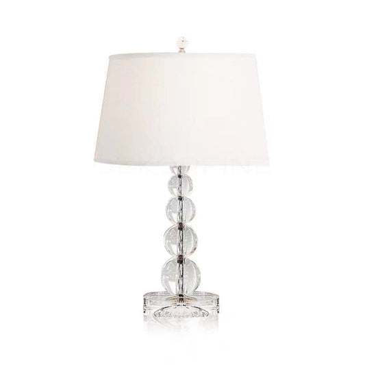 Crystal Ball Table Lamp with Linen Shade - Elegant Bedside or Desk Lamp for Living Room and Bedroom 1