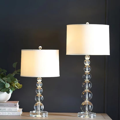 Crystal Ball Table Lamp with Linen Shade - Elegant Bedside or Desk Lamp for Living Room and Bedroom 3