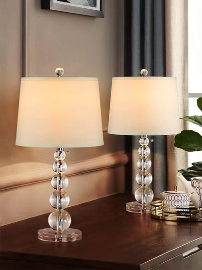 Crystal Ball Table Lamp with Linen Shade - Elegant Bedside or Desk Lamp for Living Room and Bedroom 4