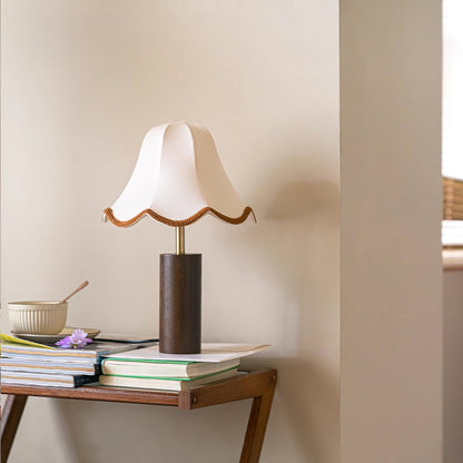 Elegant Table Lamp with Fabric Shade and Wooden Base – 15 Height 2