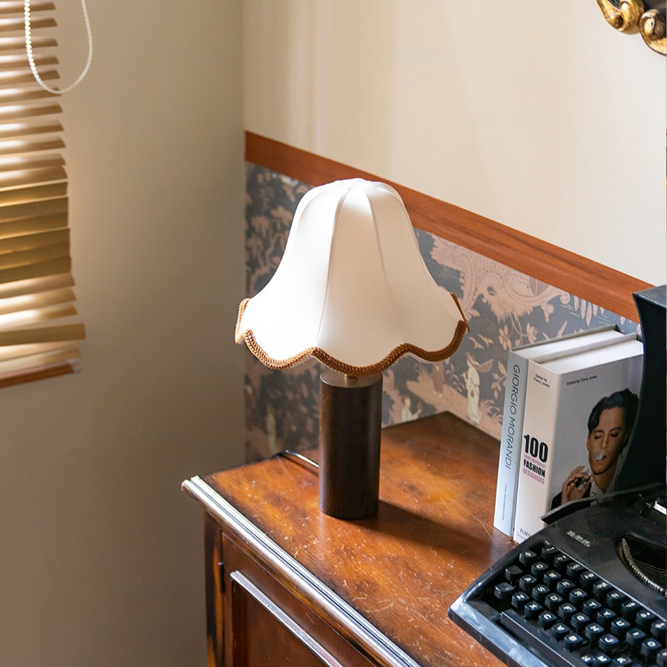 Elegant Table Lamp with Fabric Shade and Wooden Base – 15 Height 4
