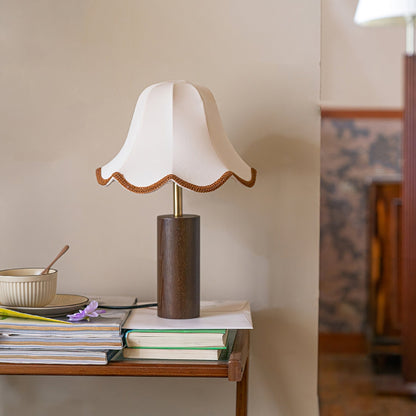 Elegant Table Lamp with Fabric Shade and Wooden Base – 15 Height 8