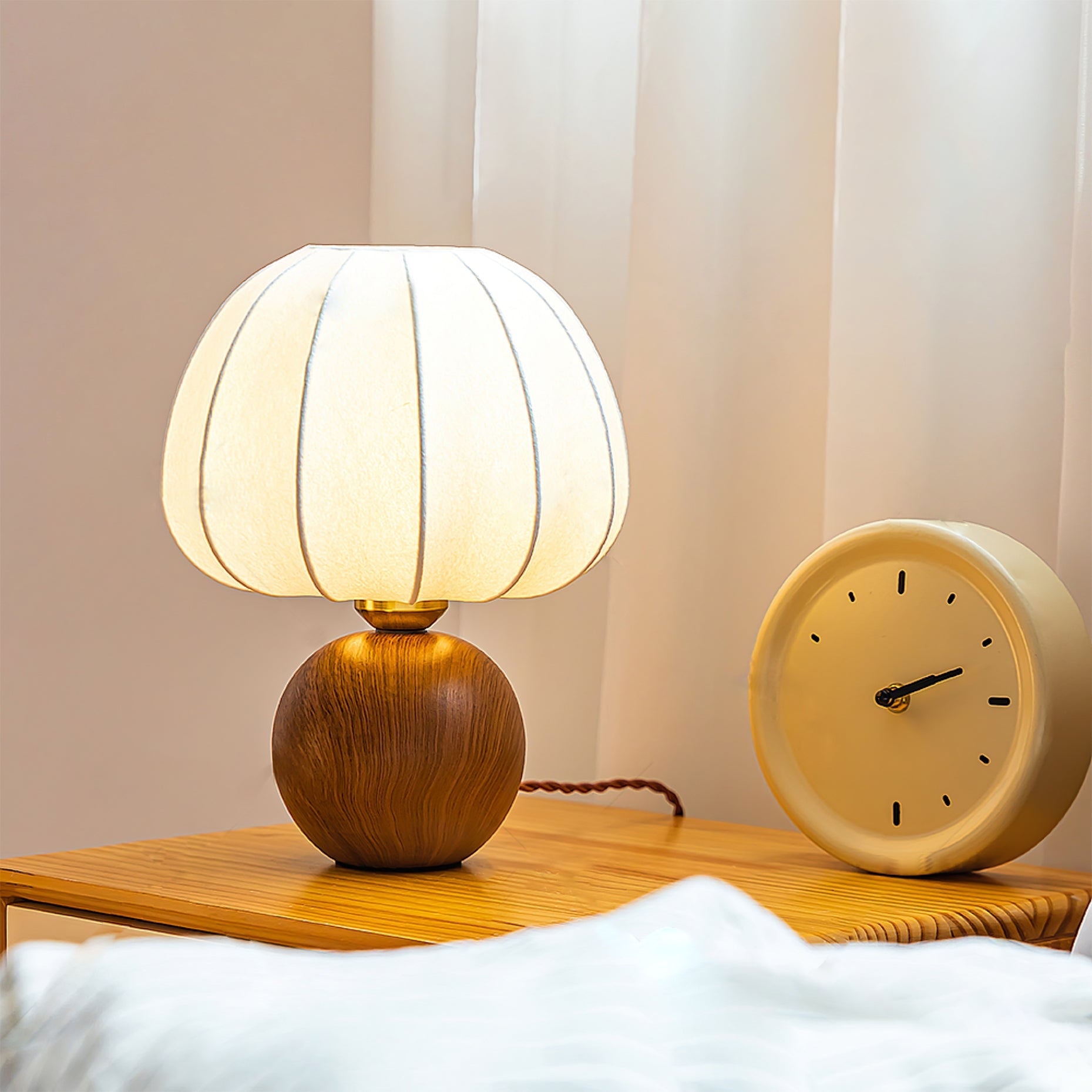 Contemporary Table Lamp with Fabric Shade and Metal Base for Bedroom or Living Room 3