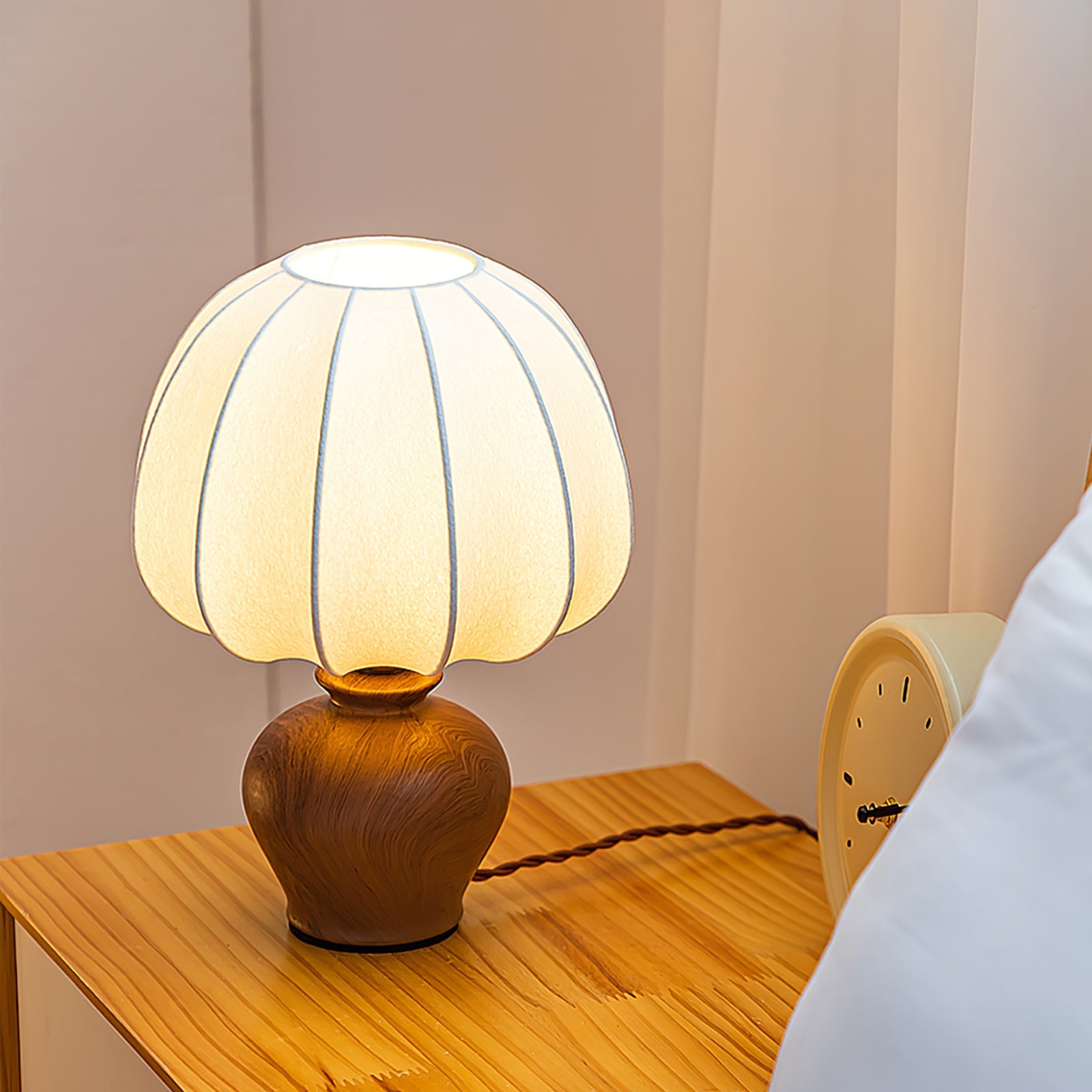 Contemporary Table Lamp with Fabric Shade and Metal Base for Bedroom or Living Room 4