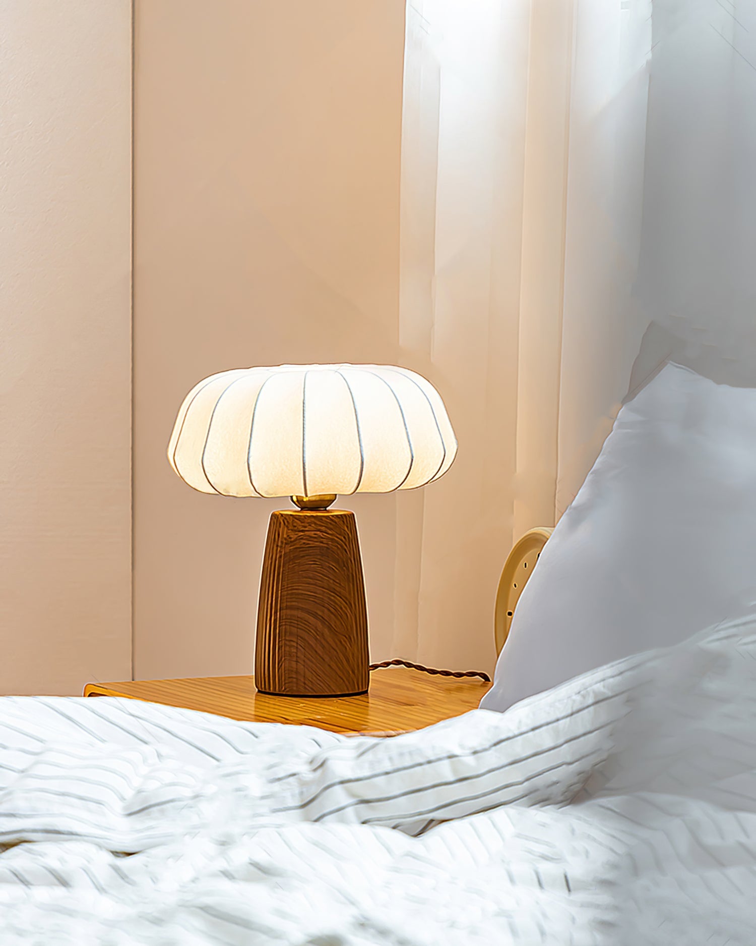 Contemporary Table Lamp with Fabric Shade and Metal Base for Bedroom or Living Room 5