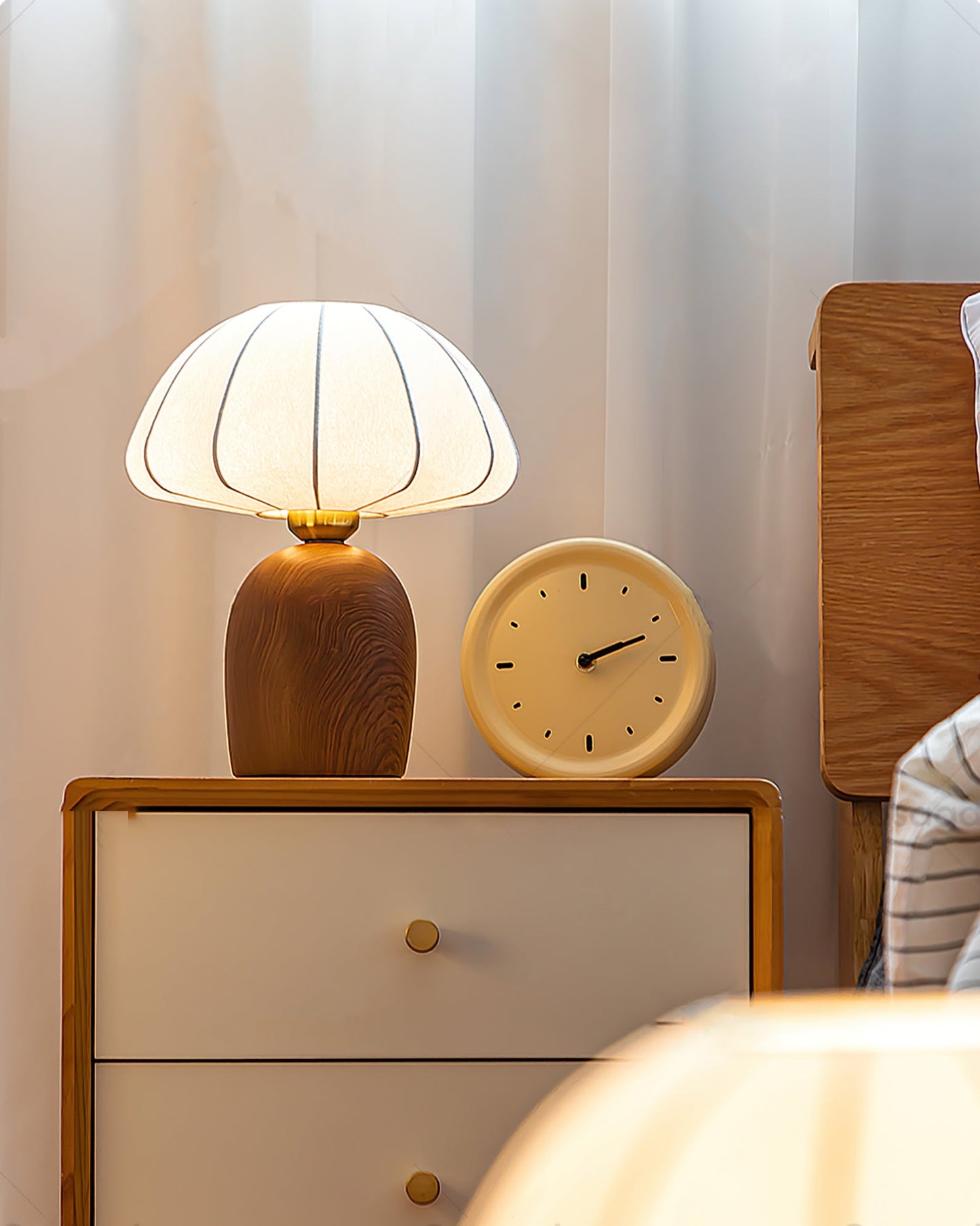 Contemporary Table Lamp with Fabric Shade and Metal Base for Bedroom or Living Room 7