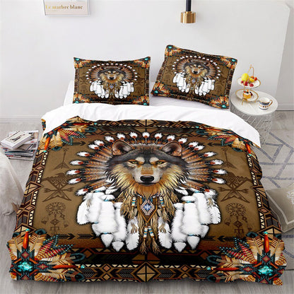 Children's Duvet Cover White Cotton Protective Wolf Design 2