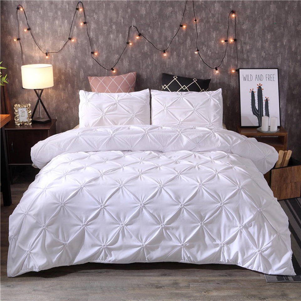 King Size Duvet Cover Set White Cotton Hypoallergenic 6