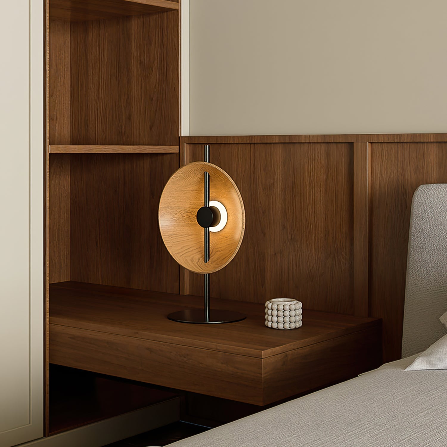 Modern Table Lamp with Wood Shade and Metal Base – Stylish Desk or Bedside Lamp 3
