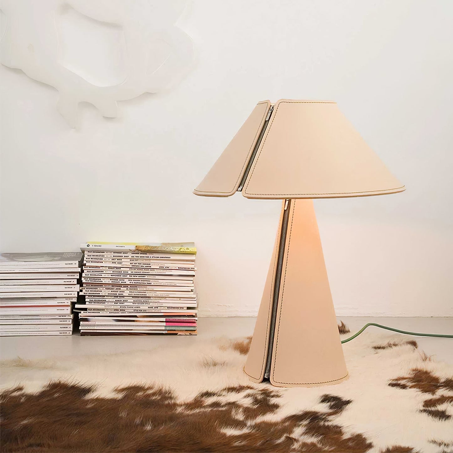 Unique Leather Table Lamp – LED Compatible, 38cm Diameter – Stylish Bedroom or Living Room Decor 3