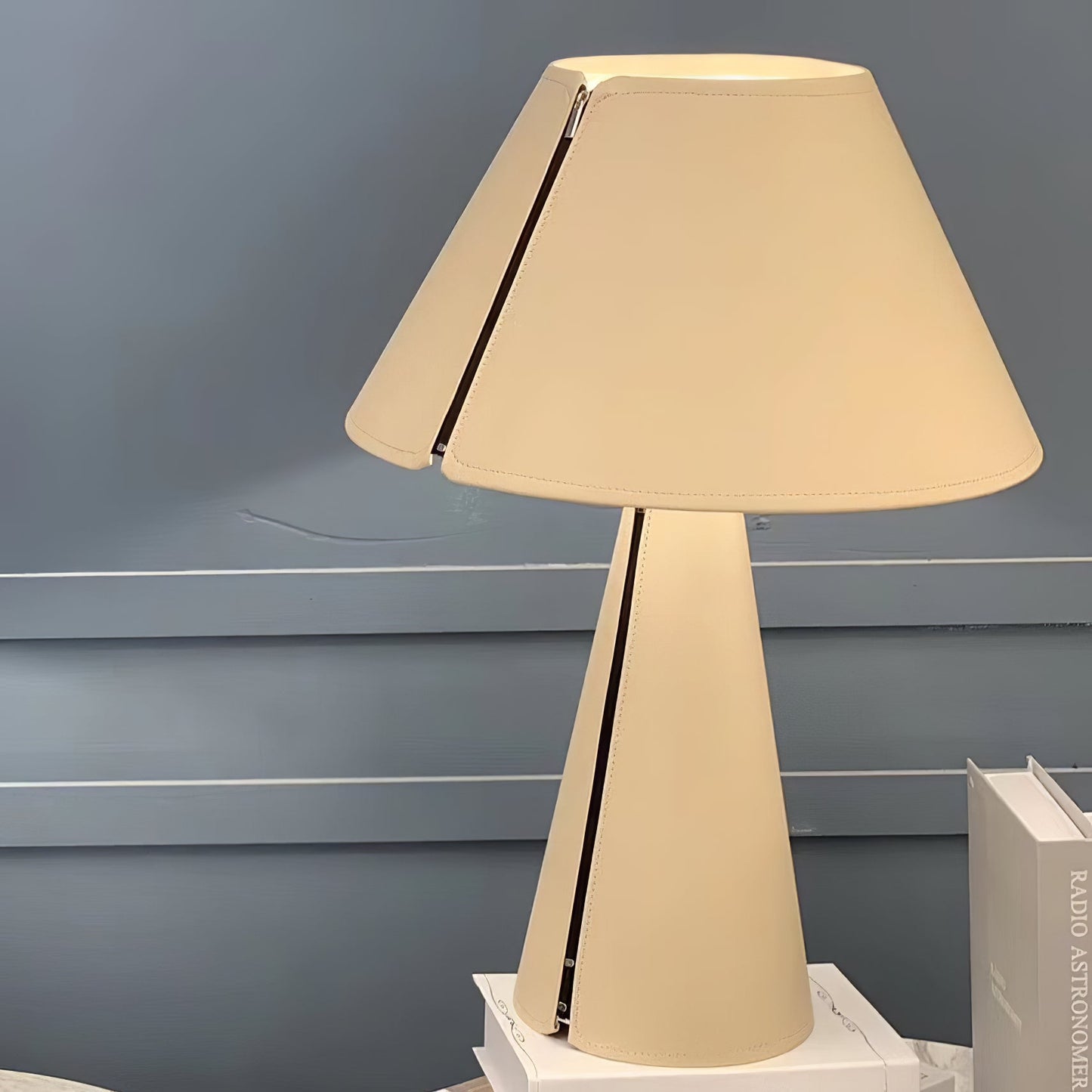 Unique Leather Table Lamp – LED Compatible, 38cm Diameter – Stylish Bedroom or Living Room Decor 5