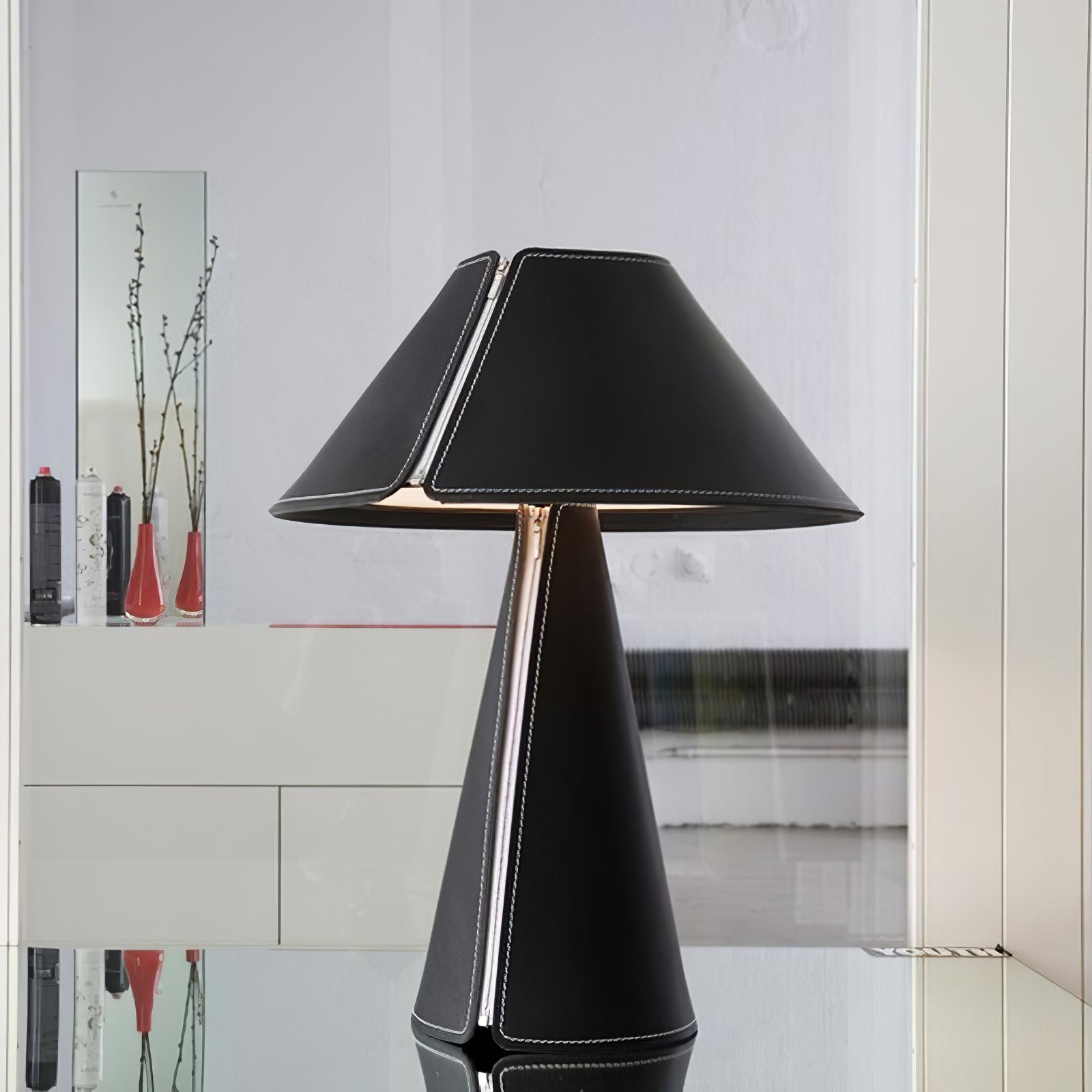 Unique Leather Table Lamp – LED Compatible, 38cm Diameter – Stylish Bedroom or Living Room Decor 6
