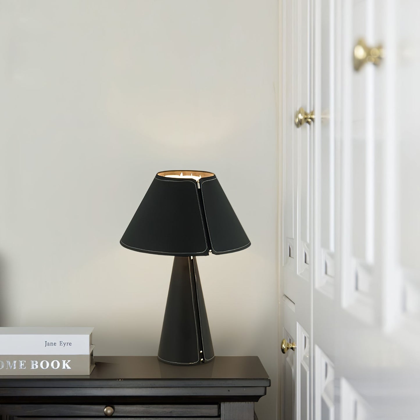 Unique Leather Table Lamp – LED Compatible, 38cm Diameter – Stylish Bedroom or Living Room Decor 7