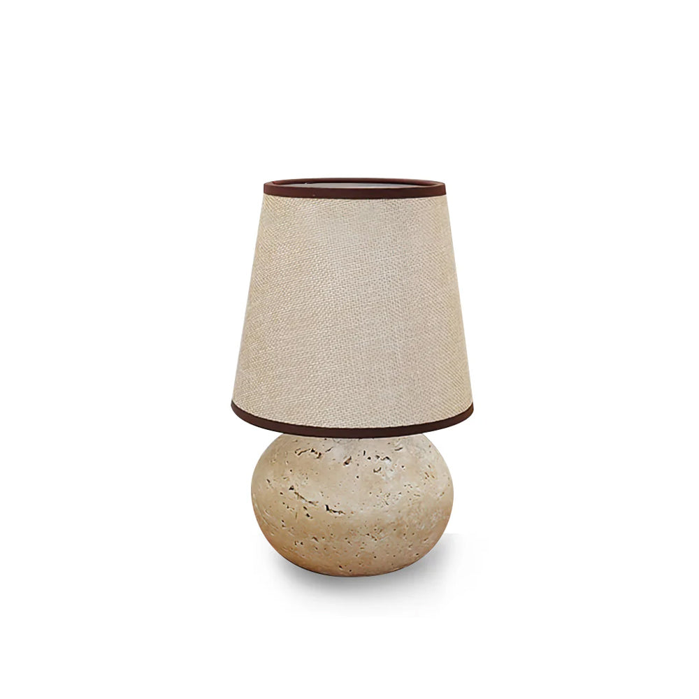 Elegant Table Lamp with Yellow Travertine Base and Fabric Shade – Modern Design 2