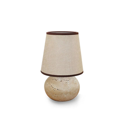 Elegant Table Lamp with Yellow Travertine Base and Fabric Shade – Modern Design 2