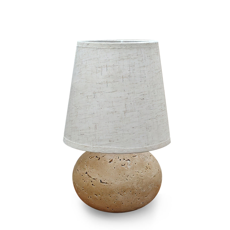 Elegant Table Lamp with Yellow Travertine Base and Fabric Shade – Modern Design 10