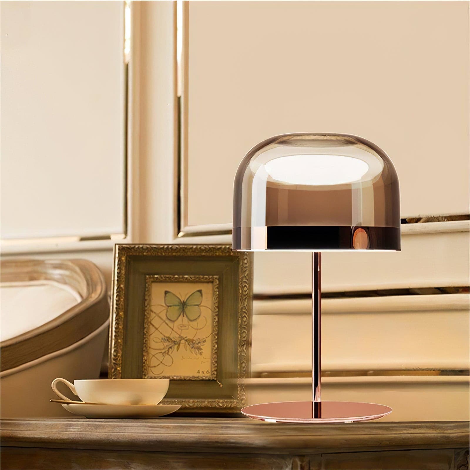 Contemporary LED Table Lamp with Metal and Glass Design – Warm Light for Bedroom or Living Room 9