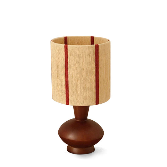 Ernest Table Lamp with Wooden Base and Striped Shade – 18cm Diameter 1