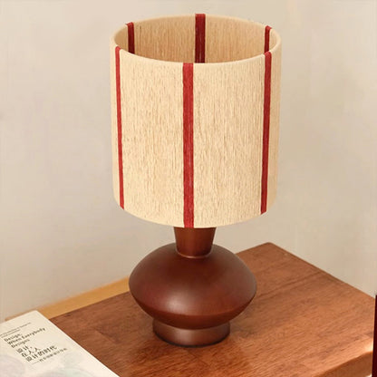 Ernest Table Lamp with Wooden Base and Striped Shade – 18cm Diameter 3