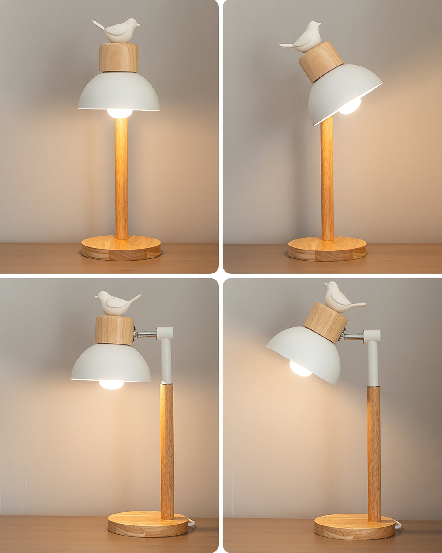 Modern Table Lamp with Wood Accent and Bird Figure – Stylish Bedside or Desk Lamp 6