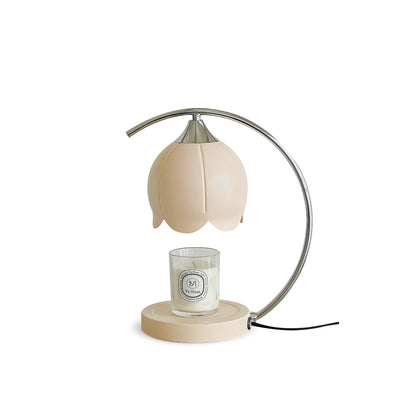 Floral Table Lamp with Integrated Wax Melting Feature – Pink and Chrome Finish Ideal for Bedrooms and Living Rooms 2