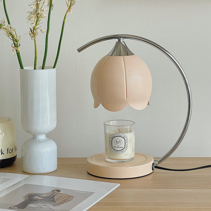 Floral Table Lamp with Integrated Wax Melting Feature – Pink and Chrome Finish Ideal for Bedrooms and Living Rooms 3