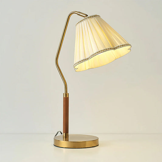 Elegant Fabric Table Lamp with Golden Base – Indoor Lighting Fixture 1