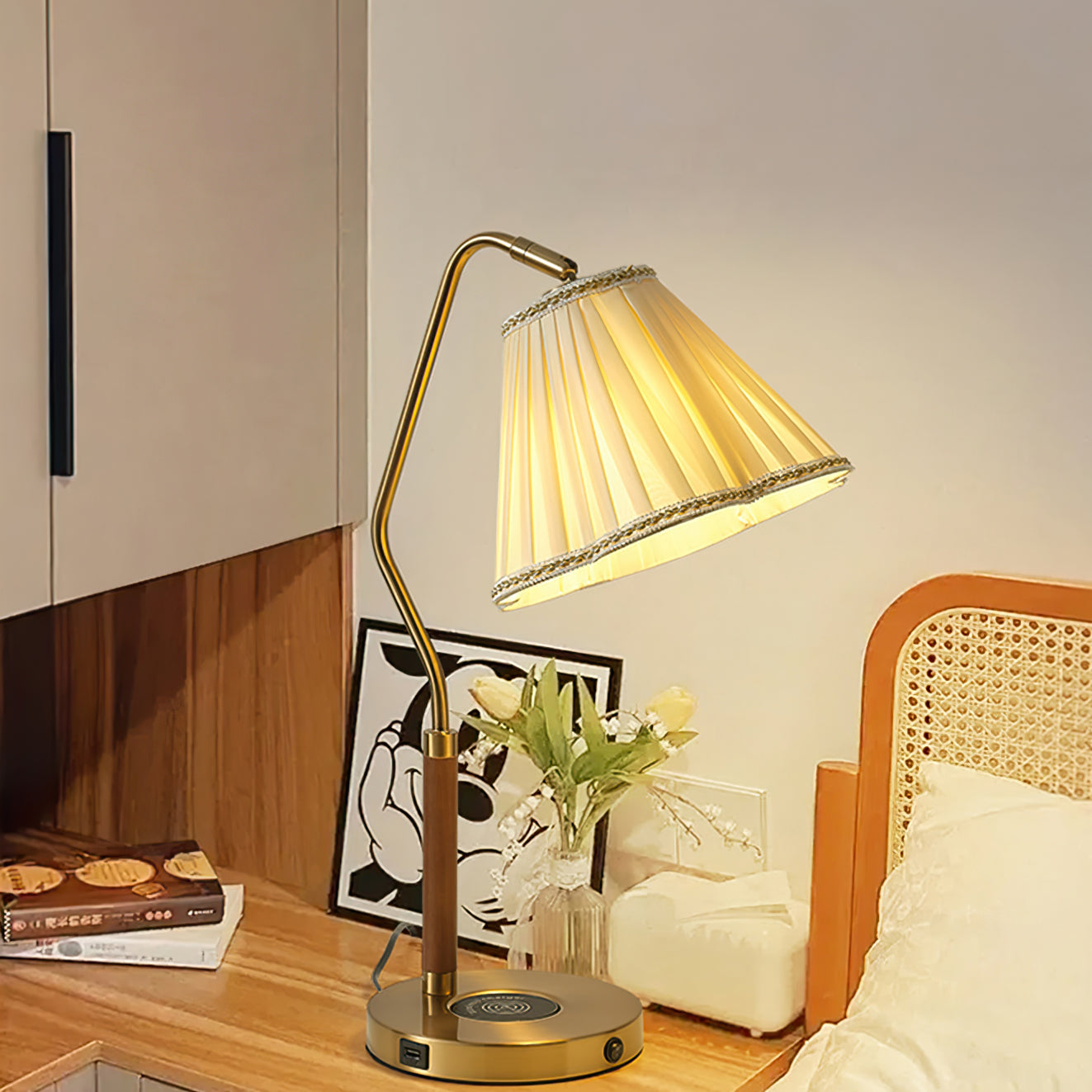 Elegant Fabric Table Lamp with Golden Base – Indoor Lighting Fixture 6