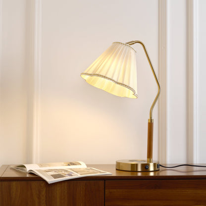 Elegant Fabric Table Lamp with Golden Base – Indoor Lighting Fixture 8