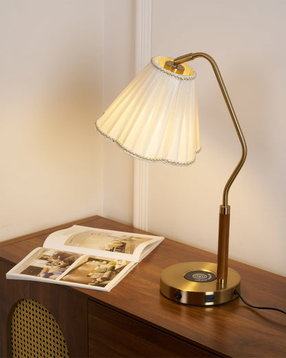 Elegant Fabric Table Lamp with Golden Base – Indoor Lighting Fixture 9