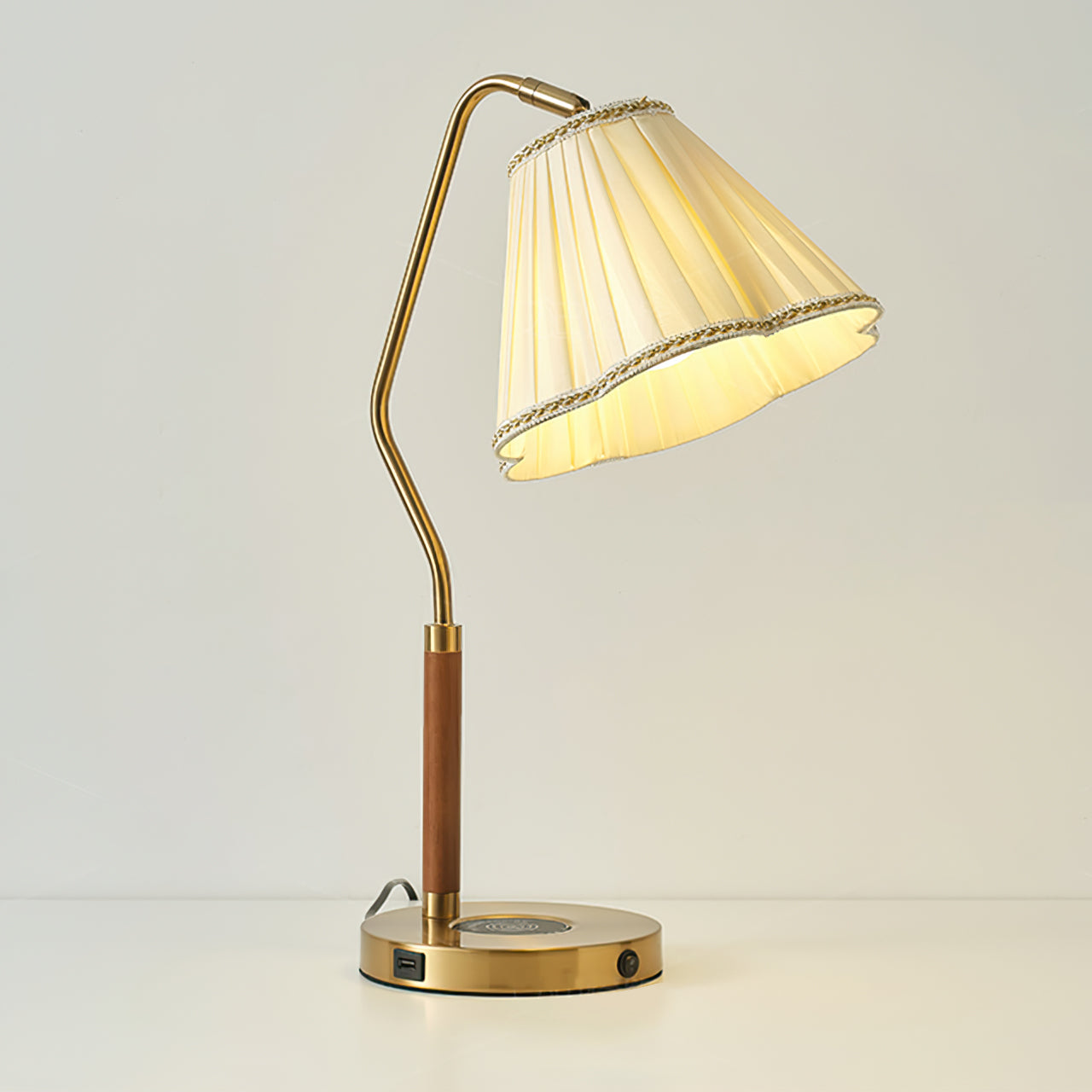 Elegant Fabric Table Lamp with Golden Base – Indoor Lighting Fixture 10