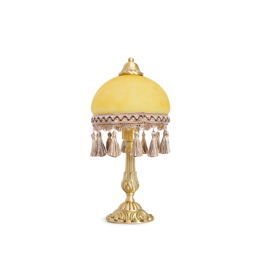 Elegant Brass Table Lamp with French Tassels – 18cm Diameter, Indoor Lighting 1