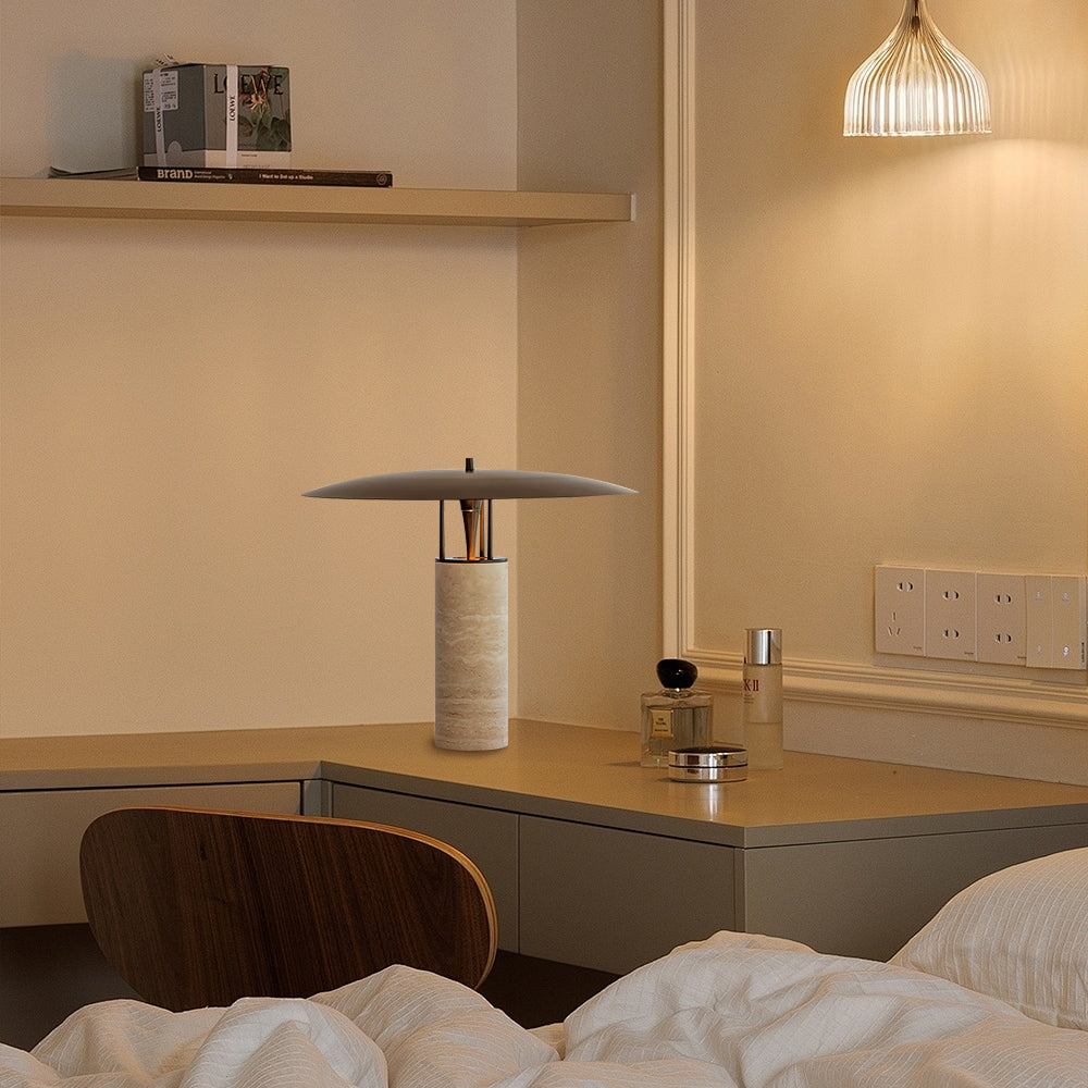 Elegant Travertine Table Lamp with Integrated LED – Stylish Home Lighting 9
