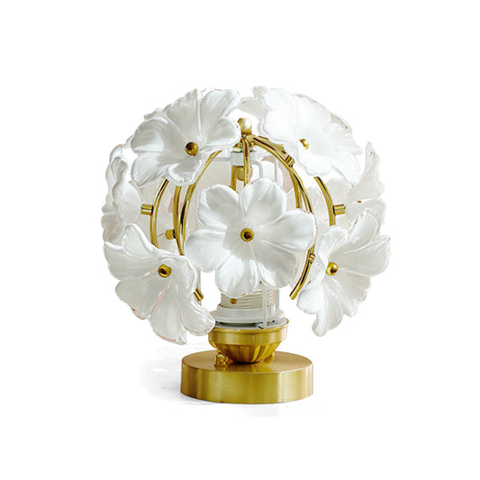 Elegant Floral Table Lamp with Glass Shade – 20cm Diameter, Indoor Use 1