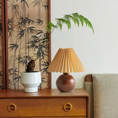 Haddie Table Lamp with Khaki Shade and Wooden Base – Elegant Indoor Lighting 9