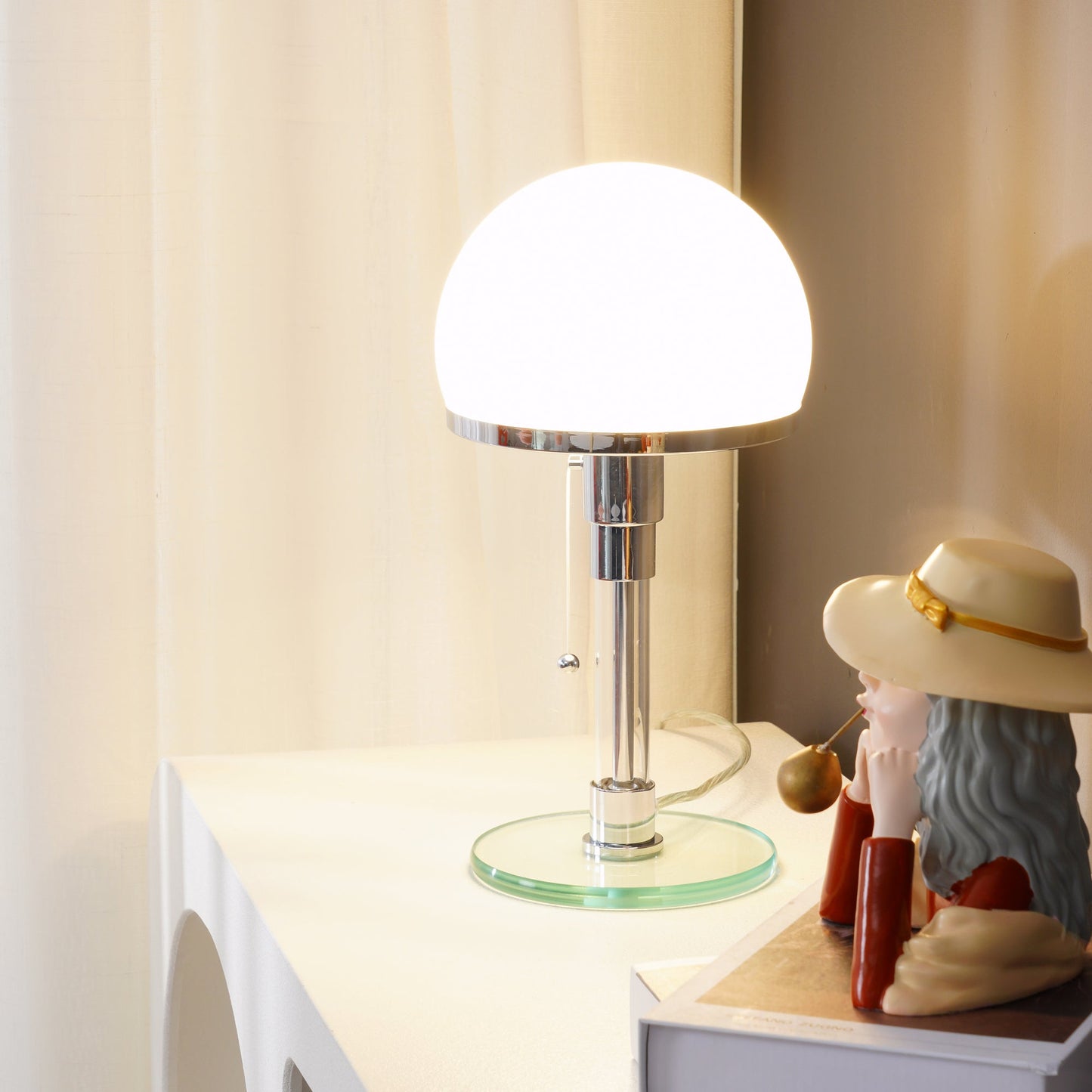 Modern Hemispherical Chrome Table Lamp with Glass Shade – Indoor Lighting 3
