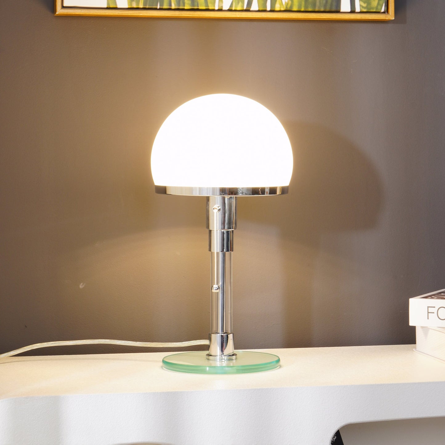 Modern Hemispherical Chrome Table Lamp with Glass Shade – Indoor Lighting 4