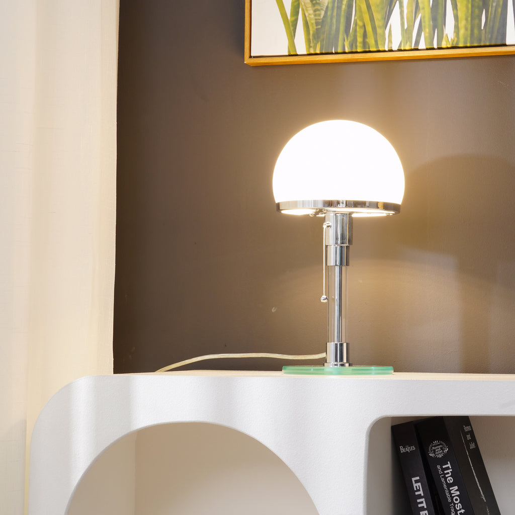 Modern Hemispherical Chrome Table Lamp with Glass Shade – Indoor Lighting 6